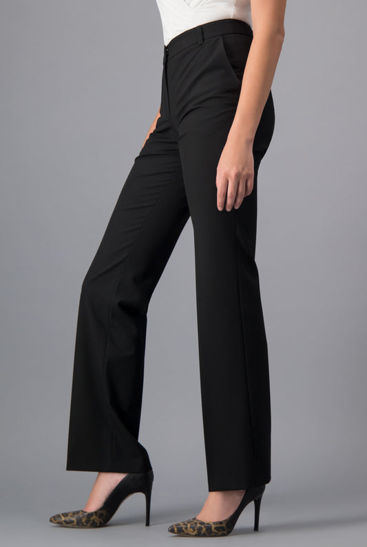 Pantalón recto presillas Negro